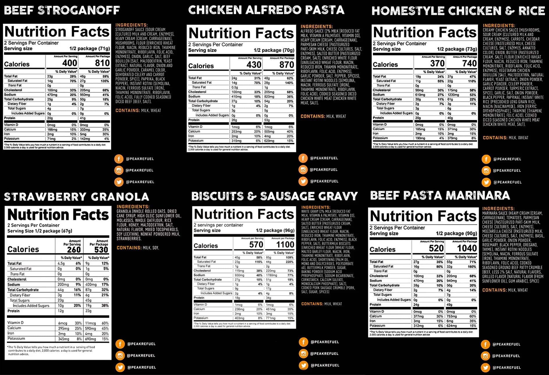 Peak Refuel Freeze Dried Meals Base Camp 12 Pack