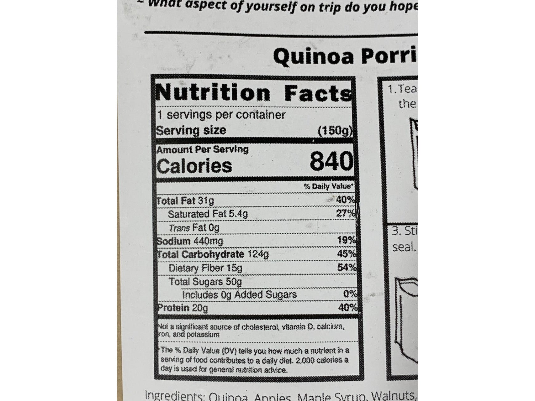 Quinoa Apple Porridge Regular (180gms/840 cals) - GF, Vegan