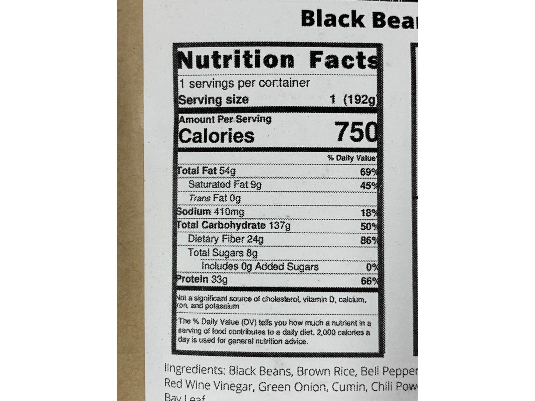 Black Bean Stew Regular (192gms/750 cals) - GF, Vegan