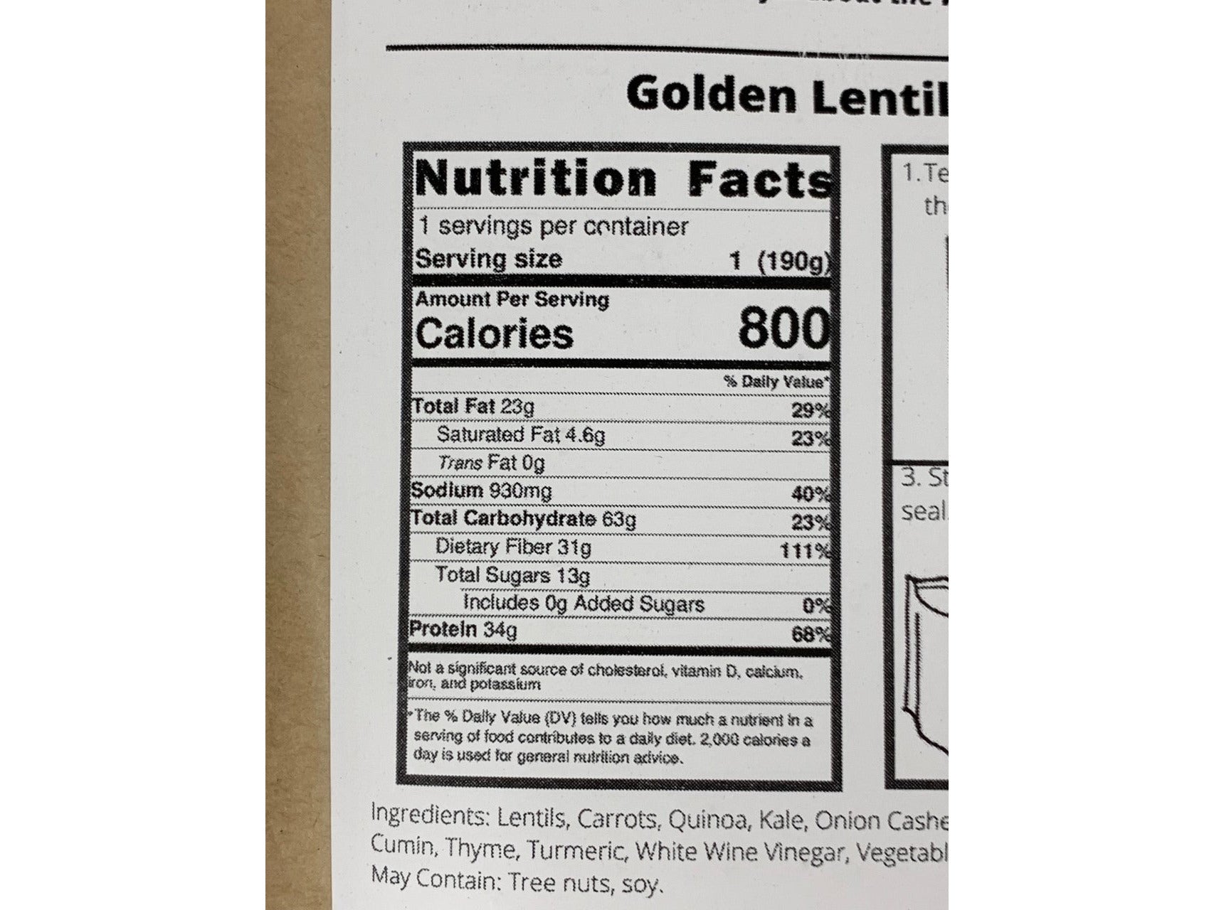 Golden Lentil Stew Regular (190gms/800 cals) - GF, Vegan