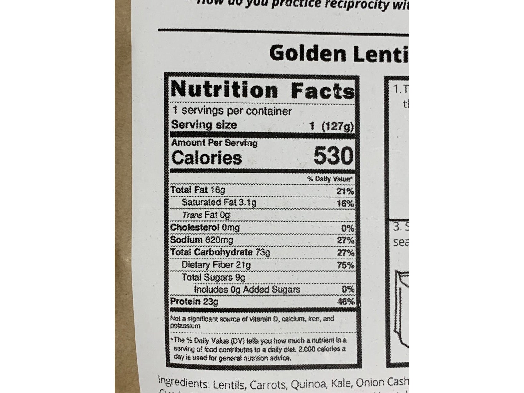 Golden Lentil Stew Small (126gms/530 cals) - GF, Vegan