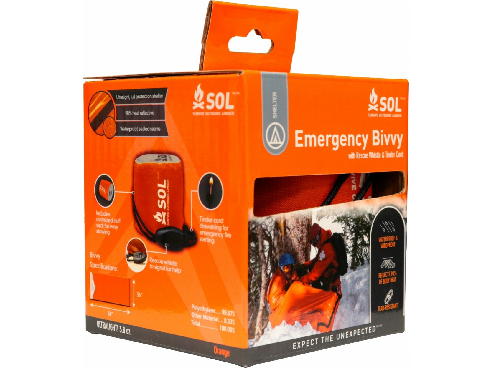 SOL Emergency Bivvy w/ Rescue Whistle - Orange