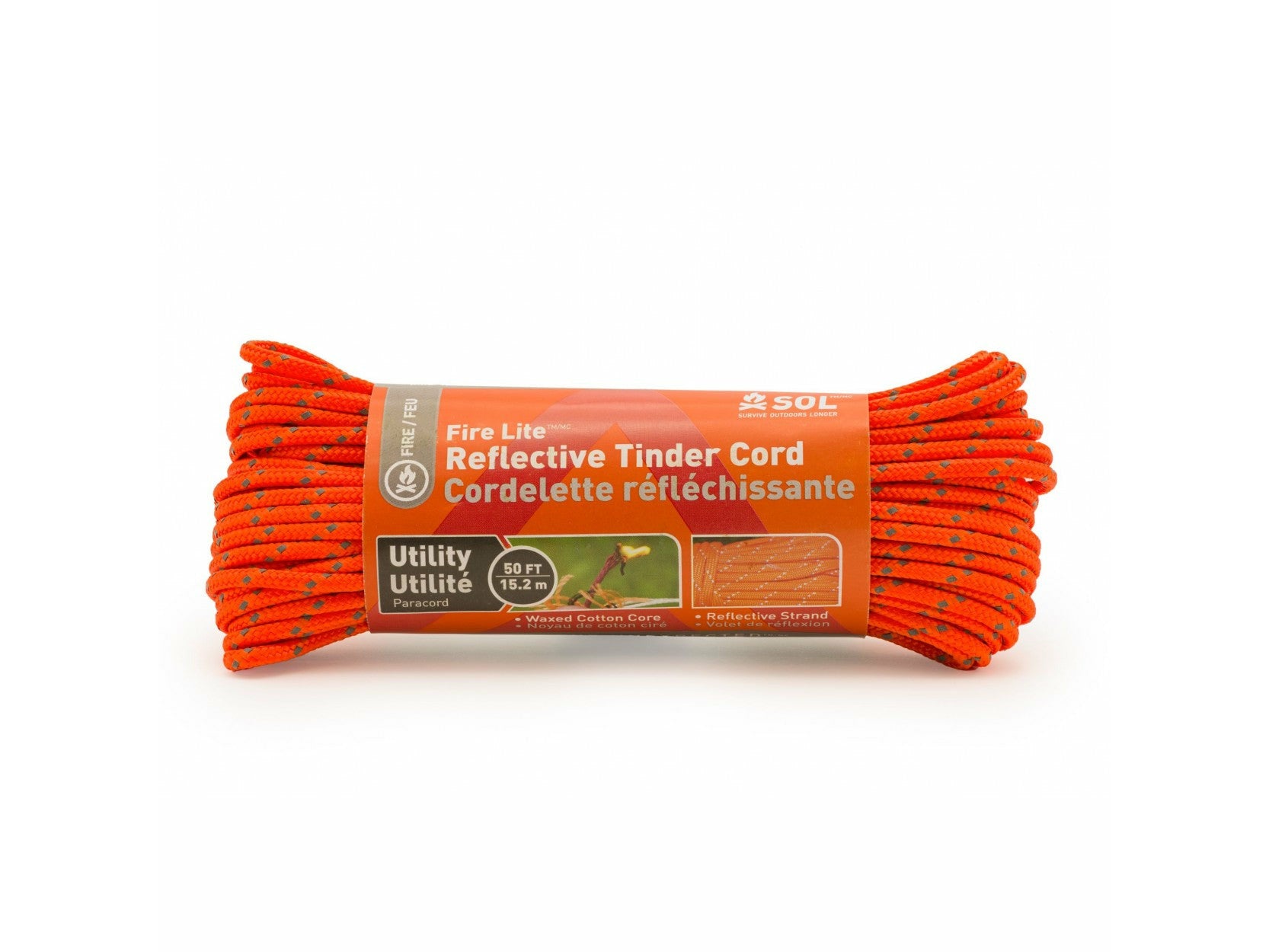 SOL Fire Lite Utility Reflective Tinder Cord 50 ft